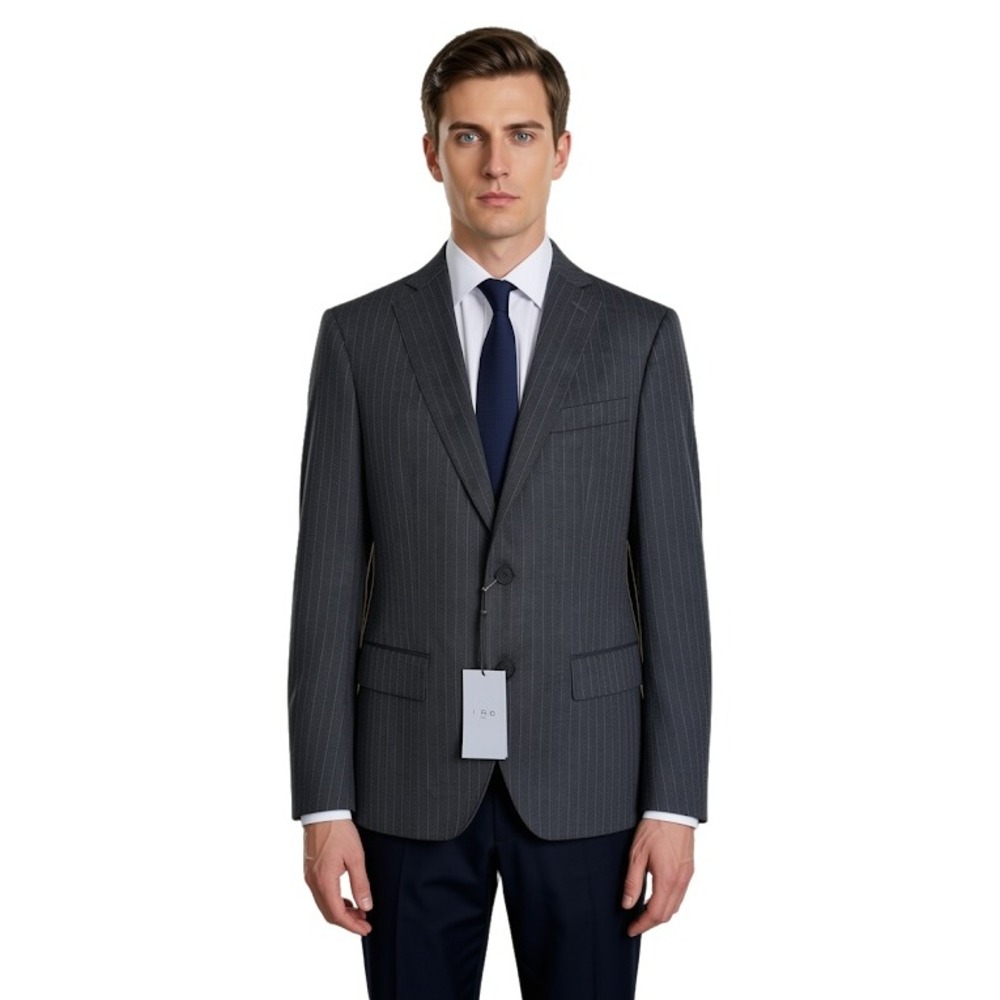IRO Paris Mens Pitea Dark Grey Pinstripe Virgin Wool Blazer Jacket AR841 Size 50